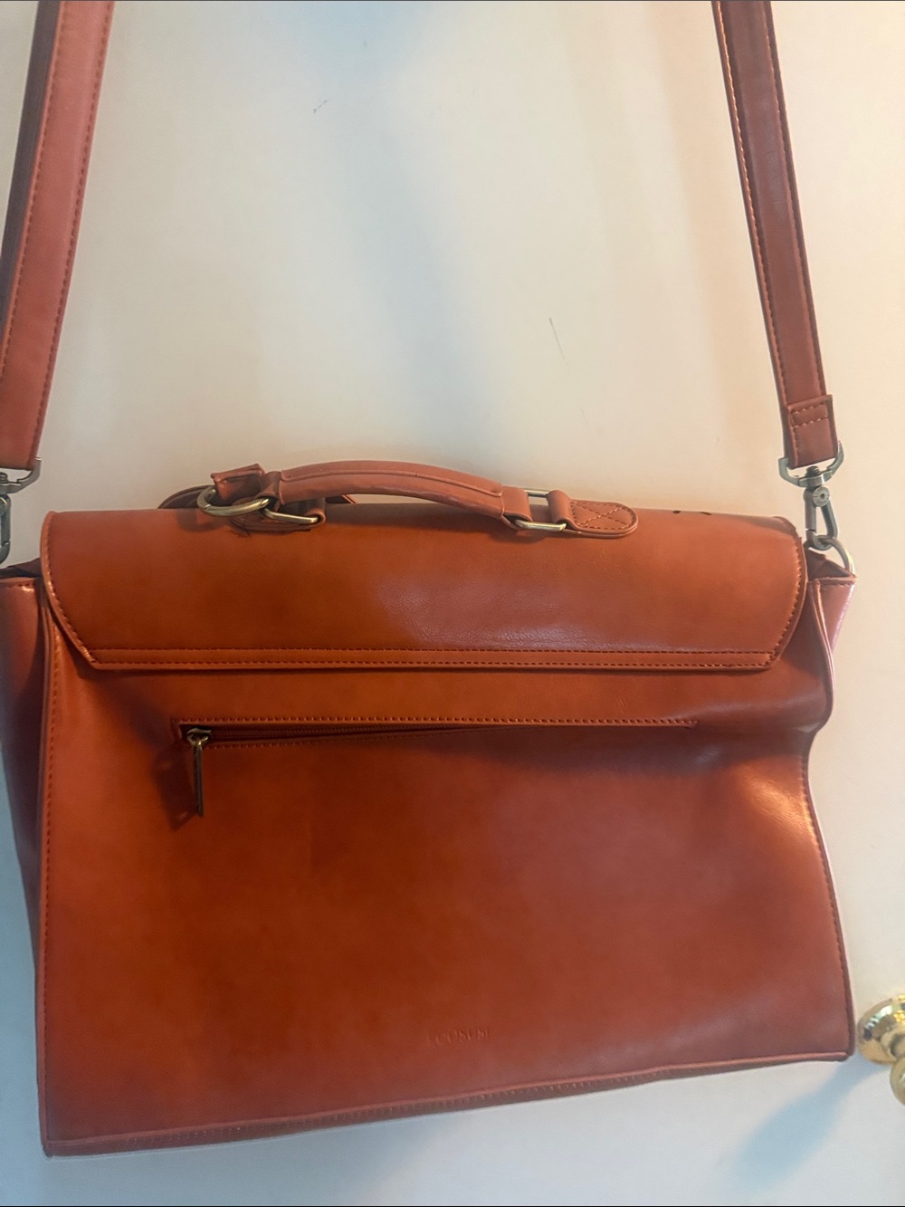 Ecosusi Women's Tan Bow Accent Floral Detail Messenger Laptop Bag EUC - Picture 6 of 7